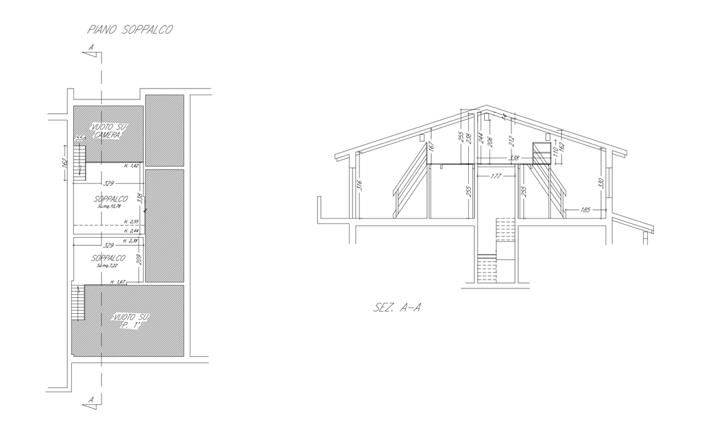 Sezione piano 1° + Soppalco P.2°